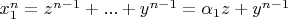 $x_1^n=z^{n-1}+...+y^{n-1}=\alpha_1z+y^{n-1}$