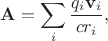 $$
\mathbf A = \sum \limits_i \dfrac{q_i \mathbf v_i}{c r_i},
$$