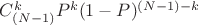 $C_{(N-1)}^k P^k (1-P)^{(N-1)-k}$