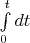 $\[\int\limits_0^t {dt} \]$