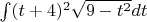 $\int (t+4)^2 \sqrt{9-t^2} dt$