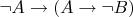 $\neg A\to(A\to\neg B)$
