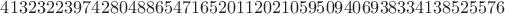 $41323223974280488654716520112021059509406938334138525576$