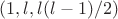$(1, l, l(l-1)/2)$