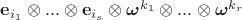 $\mathbf e_{i_1}\otimes...\otimes\mathbf e_{i_s}\otimes\boldsymbol{\omega}^{k_1}\otimes...\otimes\boldsymbol{\omega}^{k_r}$