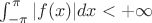$\int_{-\pi}^\pi |f(x)| dx<+\infty$