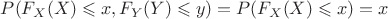 $P(F_X(X) \leqslant x, F_Y(Y) \leqslant y) = P(F_X(X) \leqslant x)= x$