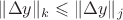 $\|\Delta y\|_k \leqslant \|\Delta y\|_j$