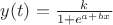$y(t)= \frac k {1+e^{a+bx}}}$