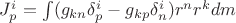 $J_{p}^{i} = \int\limits_{}^{} (g_{kn}\delta_{p}^{i} - g_{kp}\delta_{n}^{i} )r^{n}r^{k}dm$