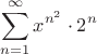 $$\sum\limits_{n=1}^\infty {x^{n^2}\cdot2^n}$ $$\sum\limits_{n=1}^\infty {x^{n^2}\cdot2^n}$