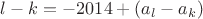 $l-k=-2014+(a_l-a_k)$