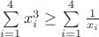 $\sum\limits_{i=1}^{4}x_{i}^3\ge \sum\limits_{i=1}^{4}\frac1{x_{i}}$