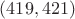 $(419,421)$