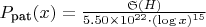 $P_{\text{pat}}(x) = \frac{\mathfrak{S}(H)}{5.50 \times 10^{22} \cdot (\log x)^{15}}$