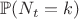 $\mathbb{P}(N_t=k)$