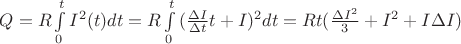 $Q=R\int\limits_0^t{I^2(t)dt}=R\int\limits_0^t{(\frac{\Delta I}{\Delta t}t+I)^2dt}=Rt(\frac{\Delta I^2}{3}+I^2+I\Delta I)$