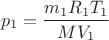$$p_1= \frac { m_1 R_1 T_1 } { M V_1 }$$