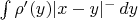 $\int \rho'(y) |x-y|^{-\apha}\,dy$