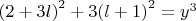 ${{\left( 2+3l \right)}^{2}}+3{{\left( l+1 \right)}^{2}}={{y}^{3}}$