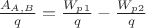 $\frac{A_{A, B}}{q} = \frac{W_p_1}{q} - \frac{W_p_2}{q}$