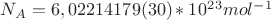 $N_A = 6,02214179(30)*10^2^3 mol^-^1$