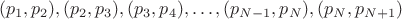 $$(p_1, p_2), (p_2, p_3), (p_3, p_4), \dots, (p_{N-1}, p_{N}), (p_N, p_{N+1})$$