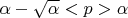 $\alpha- \sqrt{ \alpha }<p>\alpha$