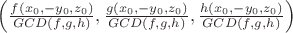 $\left(\frac{f(x_0,-y_0,z_0)}{GCD(f,g,h)},\frac{g(x_0,-y_0,z_0)}{GCD(f,g,h)},\frac{h(x_0,-y_0,z_0)}{GCD(f,g,h)}\right)$