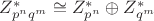 $Z_{p^n q^m}^*  \cong Z_{p^n}^* \oplus Z_{q^m}^*$