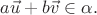 $a\vec{u}+b\vec{v}\in\alpha.$