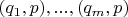 $(q_1, p), ..., (q_m, p)$