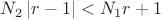 $N_2\left\lvert r-1\right\rvert<N_1r+1$ $N_2\left\lvert r-1\right\rvert<N_1r+1$