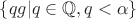 $\{q g | q \in \mathbb Q, q < \alpha\}$