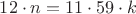 $12\cdot n=11\cdot 59\cdot k$