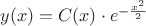 $y(x)=C(x)\cdot{e^{-{\frac {x^2} {2}}}}$ $y(x)=C(x)\cdot{e^{-{\frac {x^2} {2}}}}$