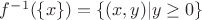 $f^{-1}(\{x\})=\{(x,y)|y\ge 0\}$ $f^{-1}(\{x\})=\{(x,y)|y\ge 0\}$