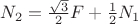 $N_2=\frac{\sqrt{3}}{2}F+\frac12 N_1$ $N_2=\frac{\sqrt{3}}{2}F+\frac12 N_1$