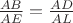 $\frac{AB}{AE}=\frac{AD}{AL}$ $\frac{AB}{AE}=\frac{AD}{AL}$