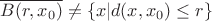 $\overline{B(r,x_0)}\ne\{x|d(x,x_0)\le r\}$
