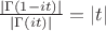 $\frac{|\Gamma(1-it)|}{|\Gamma(it)|}=|t|$
