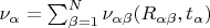 $\nu_{\alpha}=\sum_{\beta=1}^N  \nu_{\alpha \beta}(R_{\alpha \beta},t_{\alpha})$
