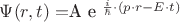 \Psi (r, t) = $A e ^{\frac{i}{\hbar} \cdot (p \cdot r - E \cdot t)}$