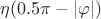 $\eta(0.5\pi-|\varphi|)$