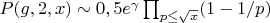 $P(g,2,x) \sim 0,5e^{\gamma}\prod_{p\leq \sqrt{x}}(1-1/p)$