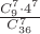 $\frac {C_9^7 \cdot 4^7}{C_{36}^7}$