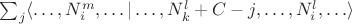 $ \sum_j \langle \ldots, N^m_i, \ldots | \ldots, N^l_k + C - j, \ldots, N^l_i, \ldots \rangle$