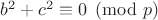 $b^2+c^2 \equiv 0 \pmod{p}$