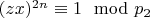 $(z x) ^ {2n}\equiv 1\mod p_2 $