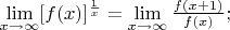 $\lim\limits_{x \to \infty} [f(x)]^\frac{1}{x} = \lim\limits_{x \to \infty} \frac{f(x+1)}{f(x)};$